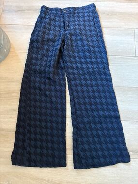Wide Leg Houndstooth Navy Pants NWT
